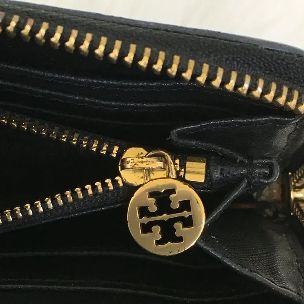 Tory Burch Black Leather Continental Zip Wallet - Picture 7 of 16